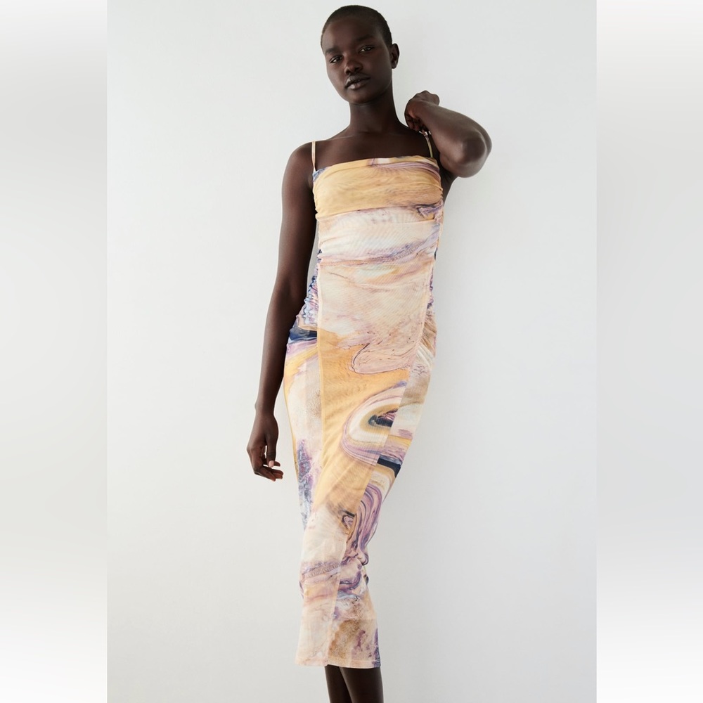 Zara Multicolor Swirl Midi Dress